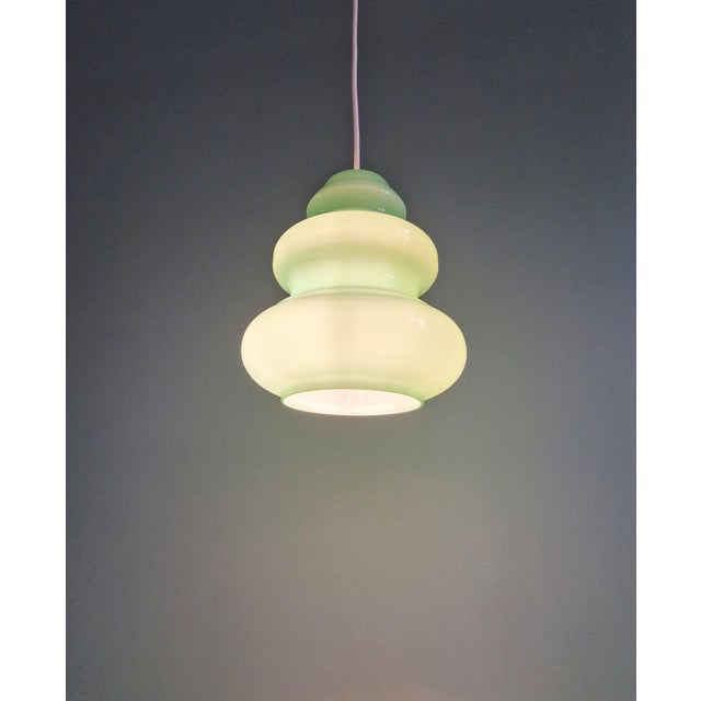 Space Age Pendant Light in Blue-Green Opaline Glass, 1960s For Sale - Image 4 of 13