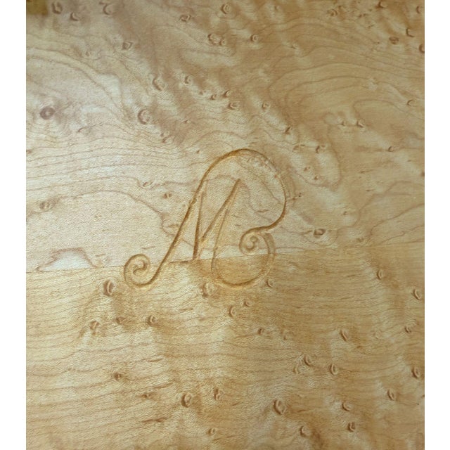 Late 20th Century Signed Custom Bird’s-Eye Maple Console Table With Ebony Exposed Joinery For Sale - Image 11 of 11