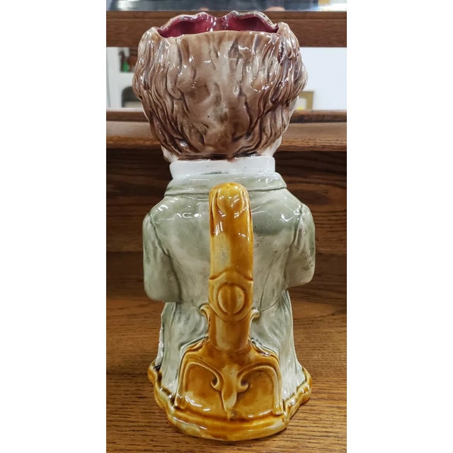 French Early 20th Century French Onnaing Majolica Camille Pelletan Figural Pitcher For Sale - Image 3 of 7
