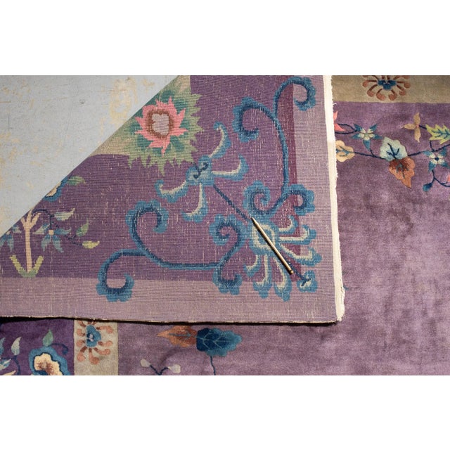 1920s Antique Oversized Chinese Art Deco Lavender Purple Botanical Hand-Knotted Wool Pile Rug - 13’ X 20’3” For Sale - Image 10 of 10