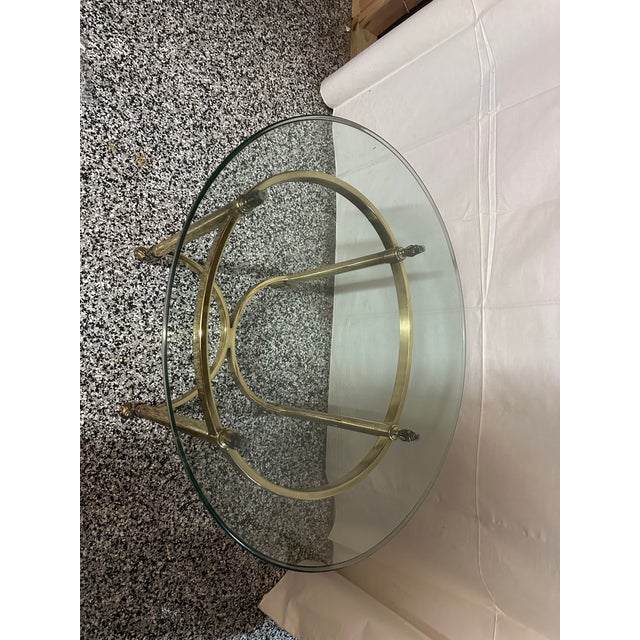 1970s La Barge Hollywood Regency Brass Oval Table For Sale - Image 5 of 10