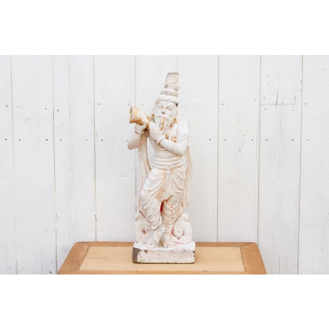 Indian Antique Carved Stone Sadhu Statue For Sale - Image 3 of 8