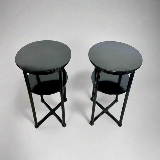 Black Early 20th Century A Pair of Vienna Secession Oval Two-Tier Side Tables by Josef Hoffmann For Sale - Image 8 of 18