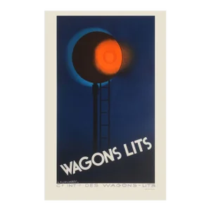 1990s a.m. Cassandre Wagons Lits (1930s) Lithograph Poster Reissue