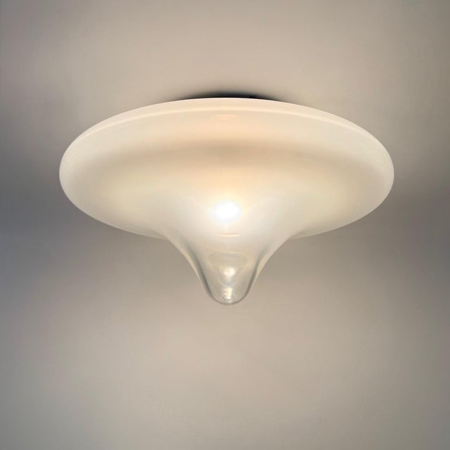 Large Italian Opaline Glass Flush Mount, 1970s For Sale - Image 14 of 14