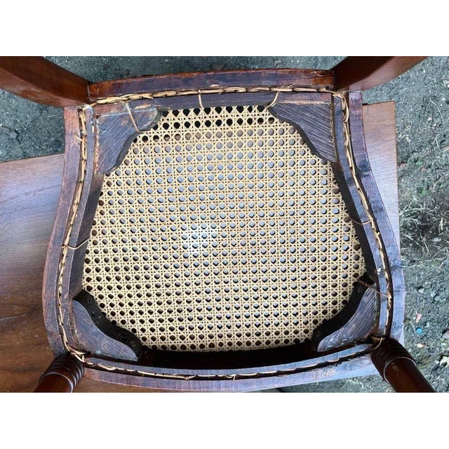 Brown Early 20th Century Antique Hollywood Regency Style Cane Seat Side Chair For Sale - Image 8 of 11