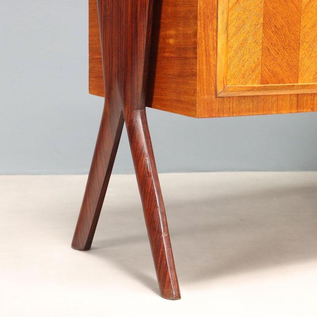 Vintage Bookcase in Exotic Wood Veneer, 1960s For Sale - Image 9 of 12