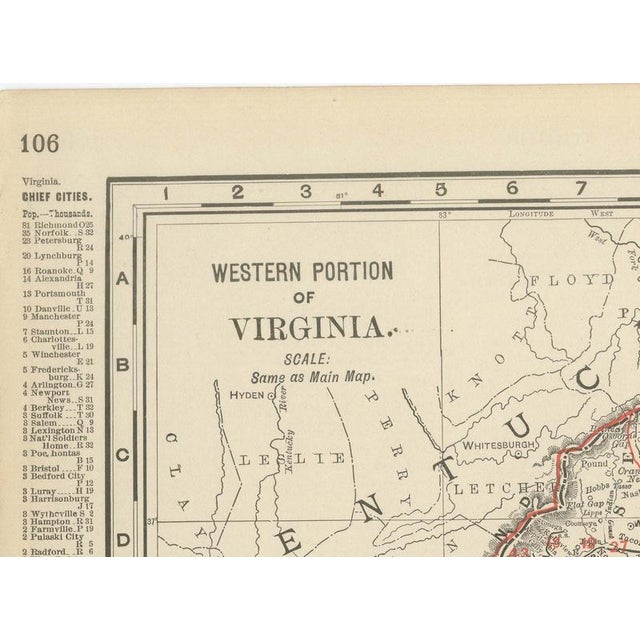 Antique Map of Virginia The Dominion by Ran McNally, 1899 For Sale - Image 6 of 12