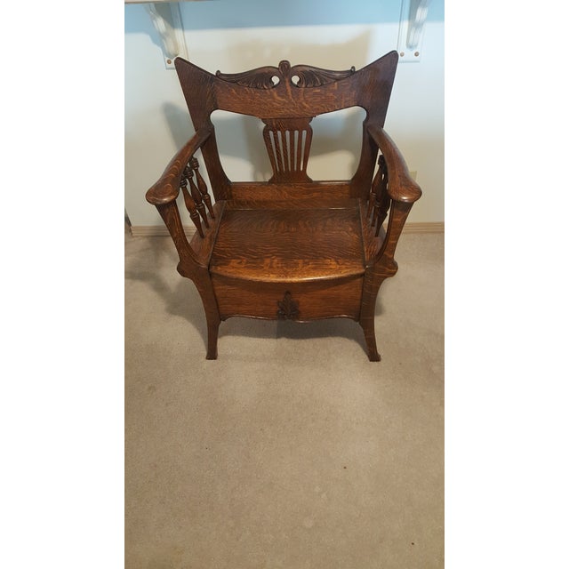 Late 19th Century American Quarter-Sawn Golden Oak Gothic Revival Throne Chair Antique / Victorian / Gothic Revival /...