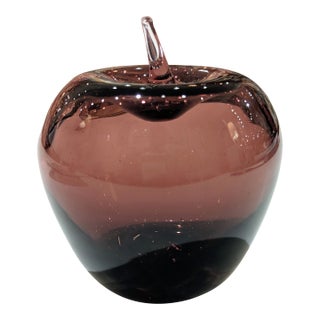 Purple Art Glass Apple Paperweight, 1970s For Sale