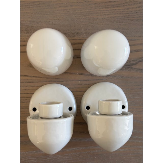 White Model 6067 Sconces in Ceramic by Wilhelm Wagenfeld for Lindner, 1958, Set of 2 For Sale - Image 8 of 12