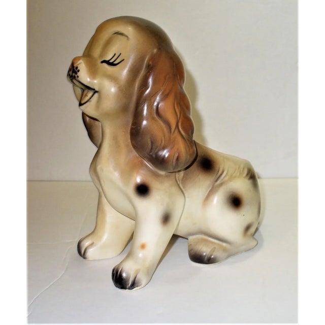 Rustic Vintage 1960s Hand Painted Napco Small Ceramic Dog Planter Made in Japan For Sale - Image 3 of 9