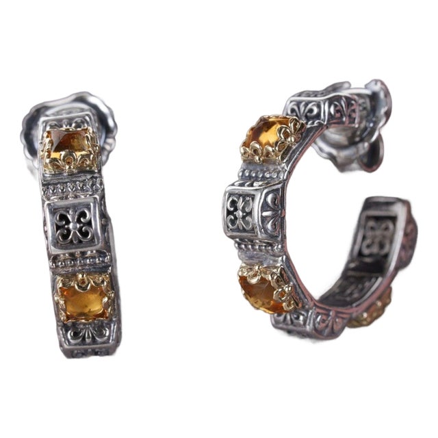 Konstantino 18k/Sterling Clio Collection Citron hoop earrings For Sale
