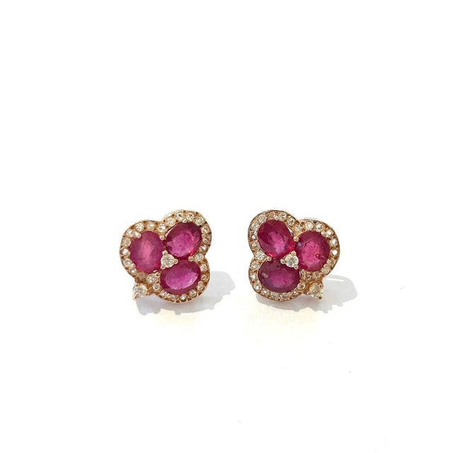 Gemstone Bochic "Orient" Vintage Retro Diamond & Ruby & Set In 18K Gold & Silver For Sale - Image 7 of 18