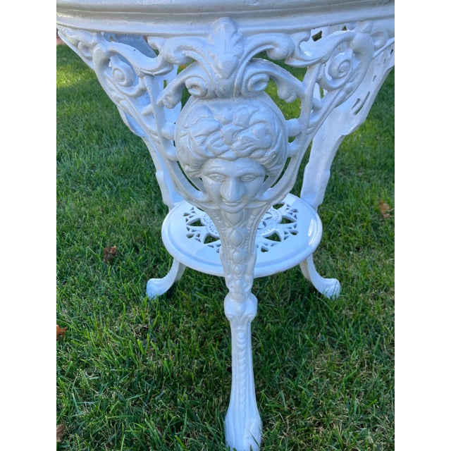 Antique English Iron Pub Table With Marble Top For Sale - Image 4 of 7