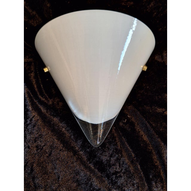 Goldenrod Vintage Wall Lamp with White Curved Glass Shade on Brass Bracket by Hufnagel Leuchten, 1990s For Sale - Image 8 of 8