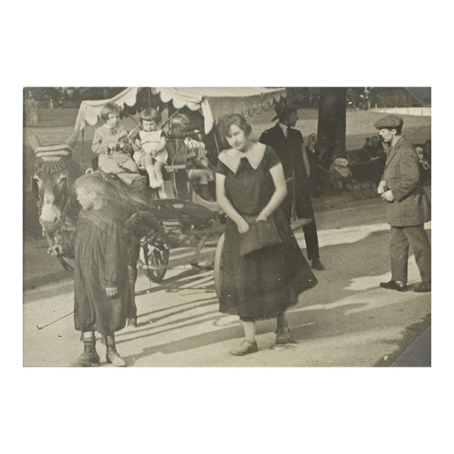 Carriage Ride in Paris Garden, Silver Gelatin Black and White Photography, 1930 For Sale