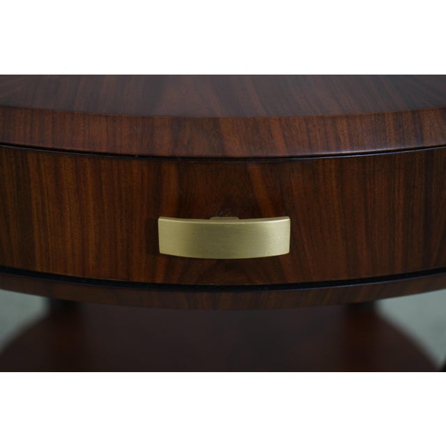 Brown Jonathan Charles Round 2 Drawer Modern Design Lamp Table For Sale - Image 8 of 18