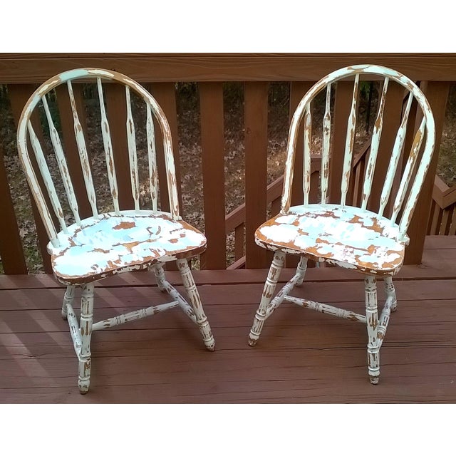 Distressed Farmhouse Windsor Chairs A Pair Chairish