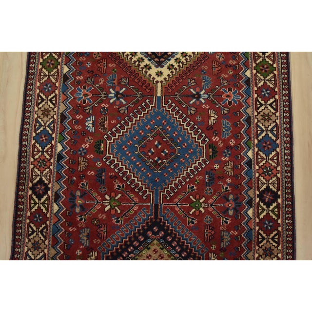 1990s Yalameh Runner 2’9” X 9’9” Red Wool Vintage Tribal Hand-Knotted Rug For Sale - Image 5 of 13
