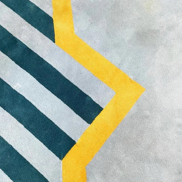 Blue Mid-Century Italian Square Rug, 1980s For Sale - Image 8 of 14