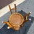 Camel Bulbous 1970s Rattan 2 Tier 36" Plant Stand For Sale - Image 8 of 11