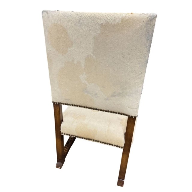 Late 19th Century Antique Renaissance Style Carved Wood Animal Hide Throne Accent Chair For Sale - Image 5 of 18