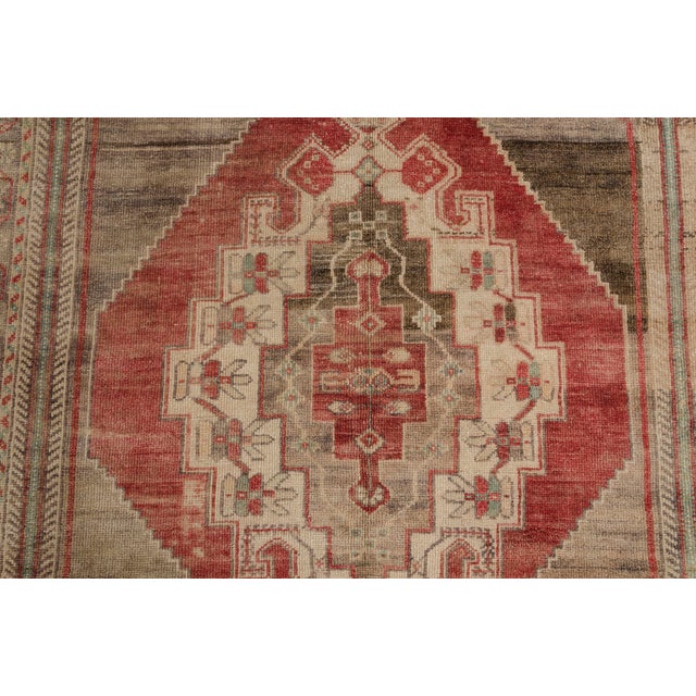 Authentic Faded Vintage Turkish Rug,Unique Anatolian Design For Sale - Image 6 of 10