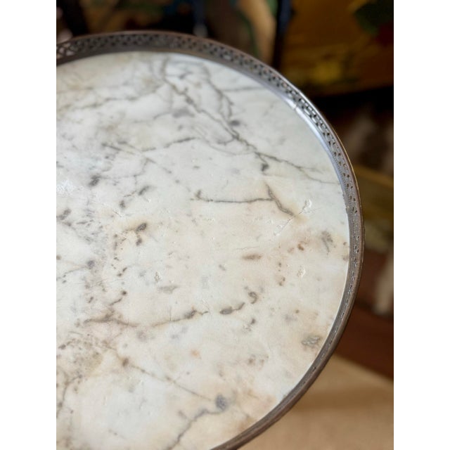 Early 20th Century Antique French Bouillotte Style Table- Round Marble Top Drink Table For Sale - Image 5 of 11