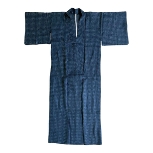 Early 20th Century Japanese Woven Asa Double Ikat Summer Usumono Kimono Provenance