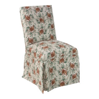 Slipcover Dining Chair in Tiger Bamboo Cream Oga For Sale