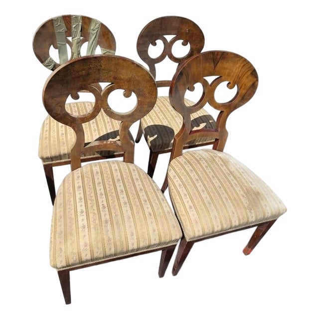 Early 19th Century Set of 4 Viennese Biedermeier Side Chairs For Sale
