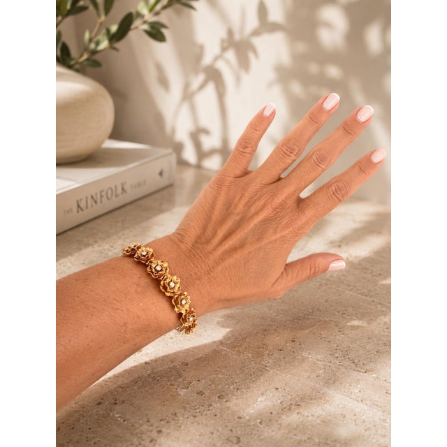 Antique English Victorian Diamond Wild Rose Floral Bangle Bracelet in 15k Gold For Sale - Image 10 of 10