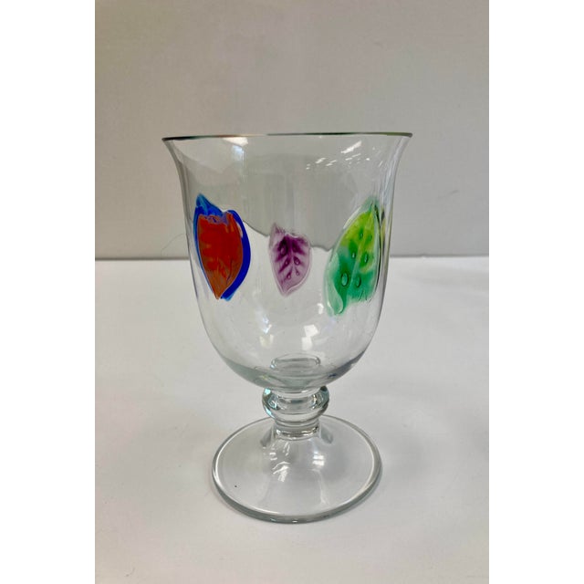 Glass Dansk Burchetta All-Purpose Multi-Colored Leaves Wine Glasses - Set of 8 For Sale - Image 7 of 12