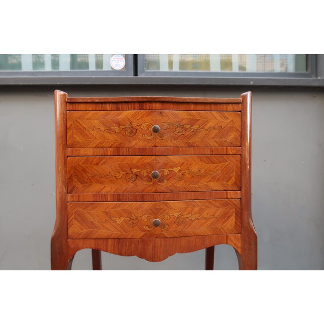 French French Antique Louis XV Style Side Table Nightstand For Sale - Image 3 of 11