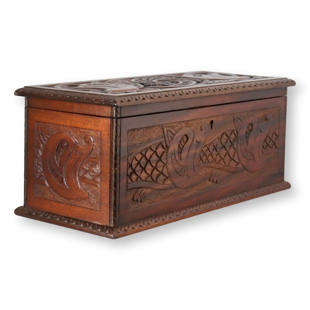 Antique English Carved Jewelry Box For Sale - Image 4 of 6