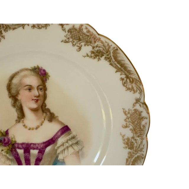 19thC Sèvres Marked Portrait Plate Madame Du Barry Signed Debrie Made in France c.1890-1910 Approx. 1" High x 9 1/2"...