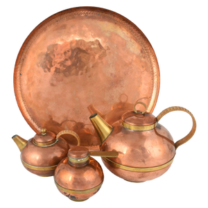 Vintage German Copper Coffee Set by Harald Buchrucker, 1950s, Set of 4