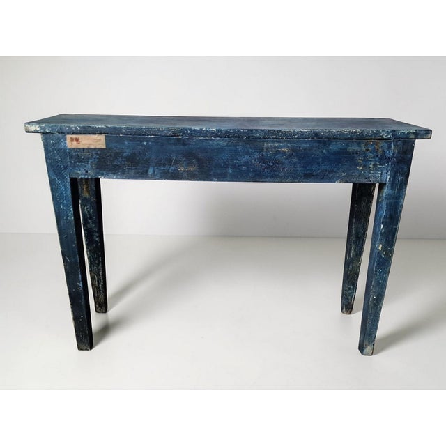 Blue Patinated Wooden Console Table, 1940s For Sale - Image 11 of 15