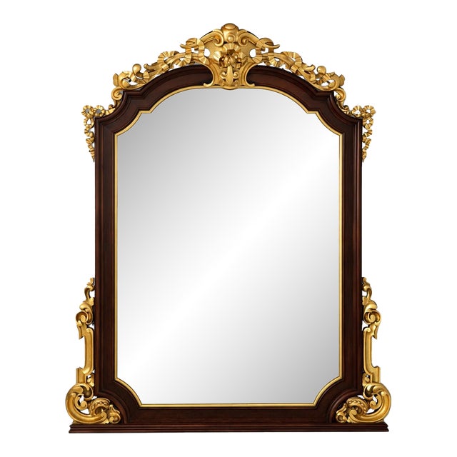 English Victorian Rosewood and Gold Gilt Mantle Mirror For Sale