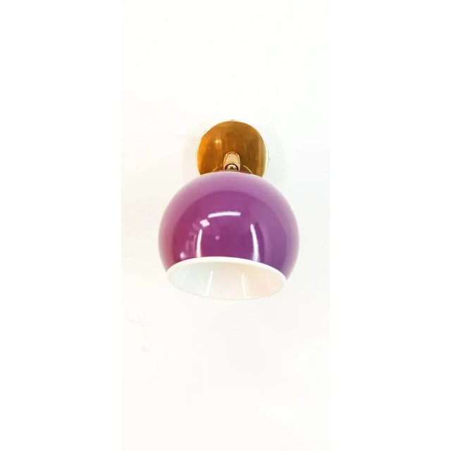 Adjustable Sconce with Purple Metal Dome For Sale - Image 6 of 7