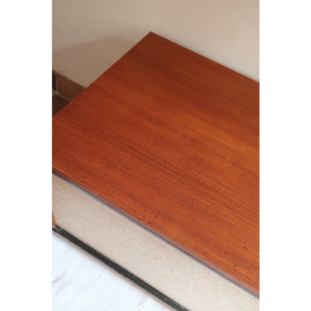 Low Teak Sideboard with Sliding Canvas Doors, 1960s For Sale - Image 11 of 18