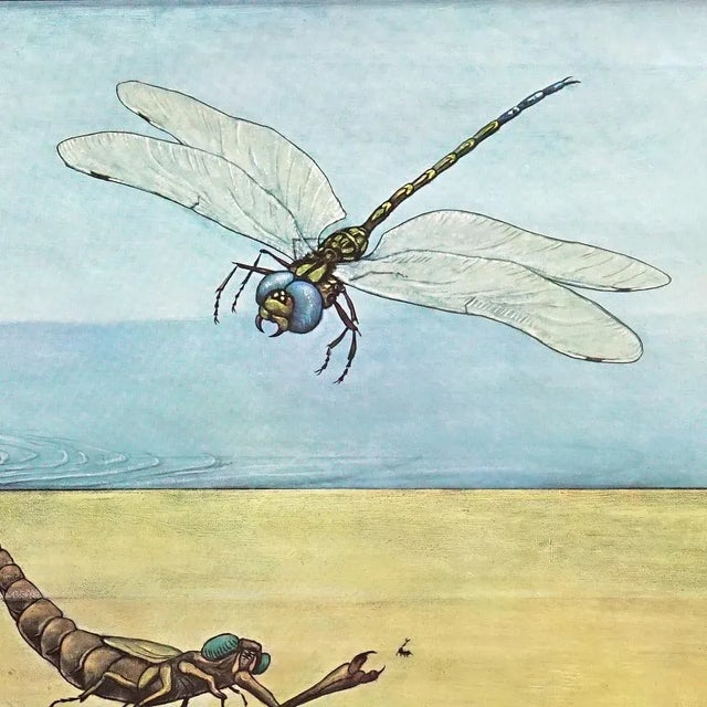 Vintage Mural Blue Dragonfly Poster by Jung Koch Quentell, 1970s For Sale - Image 3 of 8