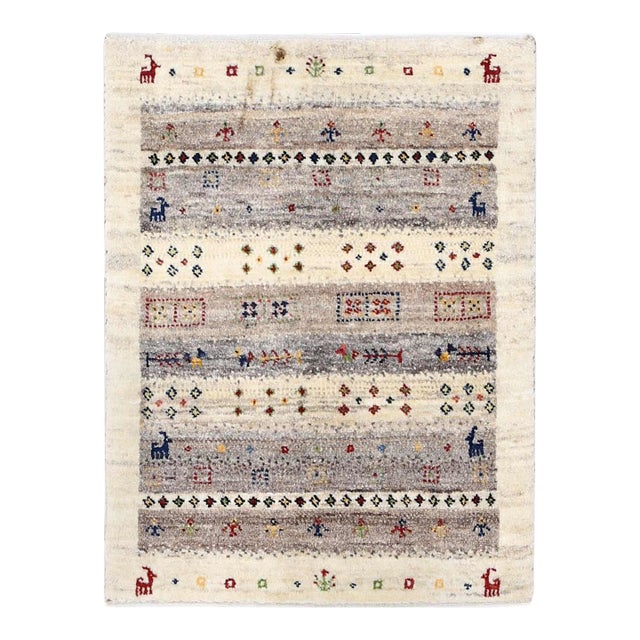 Fine Hand Knotted Persian Gabbeh Rug For Sale