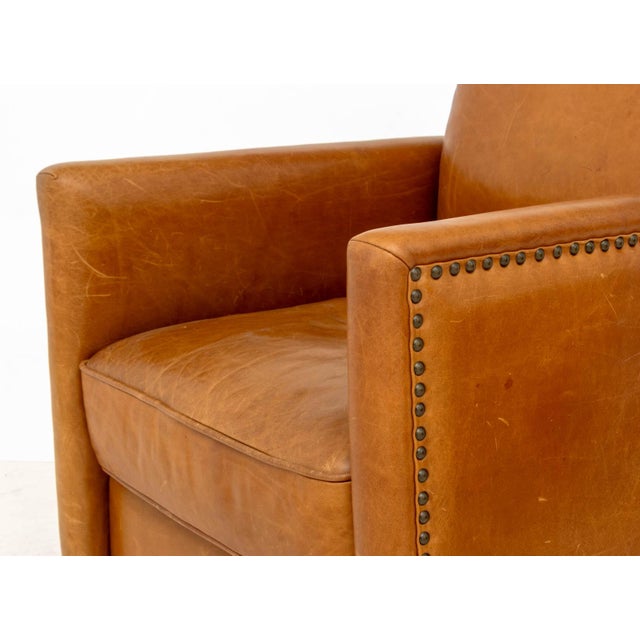 Revelation Tan Leather Club Chairs, Pair For Sale - Image 9 of 10