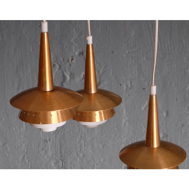 Danish Three-Armed Copper Ceiling light, 1960s For Sale - Image 6 of 8