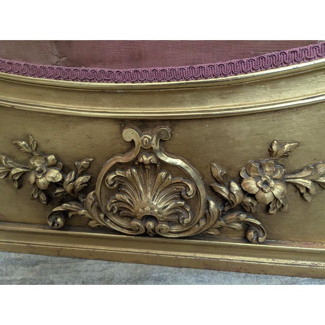 19th Century Antique Early 1800s French Louis XV Style Three-Panel Screen in Wood Frame With Floral Tapestry Panels For Sale - Image 5 of 14