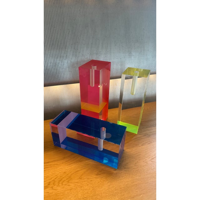 Vintage Vases in Acrylic Glass, 2001, Set of 3 For Sale - Image 12 of 12