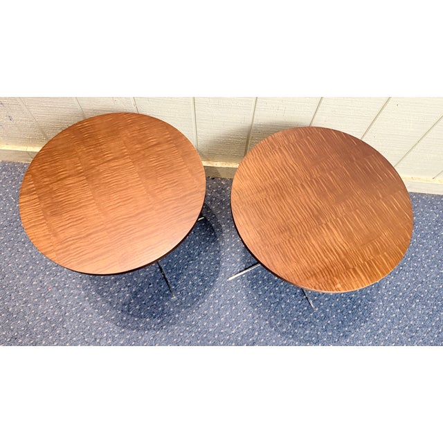 Mid-Century Modern Pair of Bernhardt Round Side Tables For Sale - Image 3 of 11