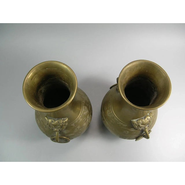 Brass Early 20th Century Chinese Archaistic Bronze Hu Vases - a Pair For Sale - Image 8 of 11